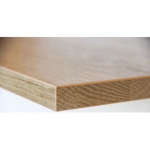 Tischplatte Robinson in Eichenoptik, 180x80 cm, mit edler Hirnholz-Kante.