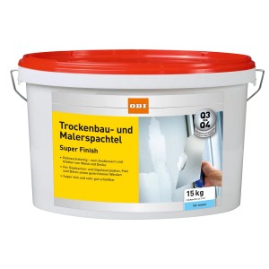 OBI Trockenbauspachtel Super Finish, 15 kg, gebrauchsfertig für Wand und Decke im Innenbereich.