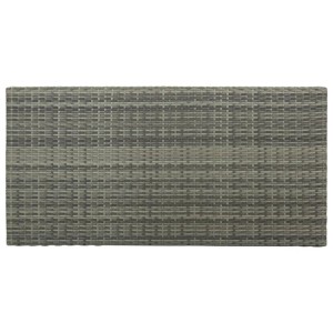 Graues vidaXL Gartenbar-Set aus Rattan, bestehend aus Tisch und Hockern. Gartenmöbel für Terrasse und Balkon.