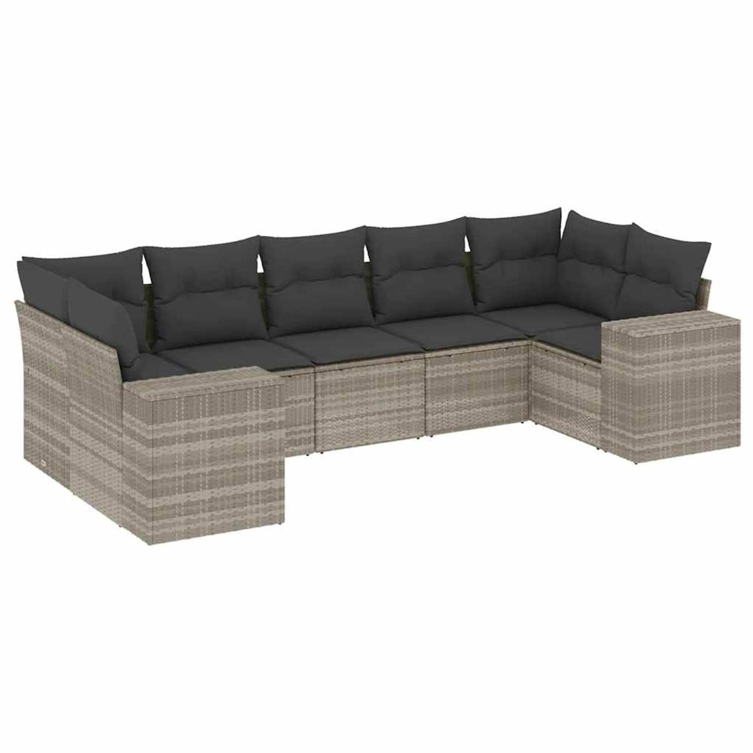 vidaXL 7-Tlg Garten-Sofagarnitur mit Kissen Hellgrau Poly Rattan 3222991 günstig online kaufen
