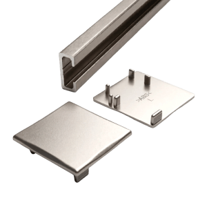 Doorlegro Distanzprofil-Set EasySlide 65 Edelstahl, 3-teilig, für Glastüren und Schiebetüren.