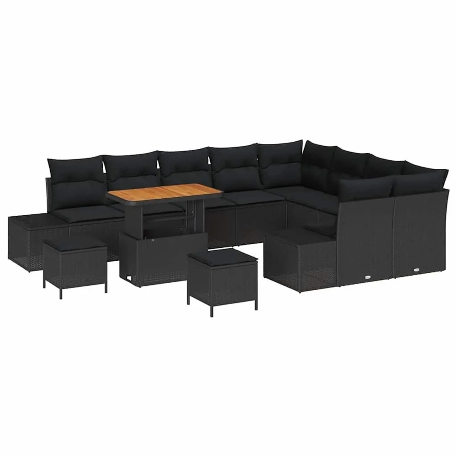 vidaXL Gartensofa-set mit Kissen 12-Tlg Schwarz Poly-Rattan 3364774 günstig online kaufen