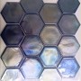 Mosaikmatte Cadiz Hexagon, Keramik, Schwarz, 26x29,9 cm. Sechseckige Mosaikfliesen für die Wandgestaltung.
