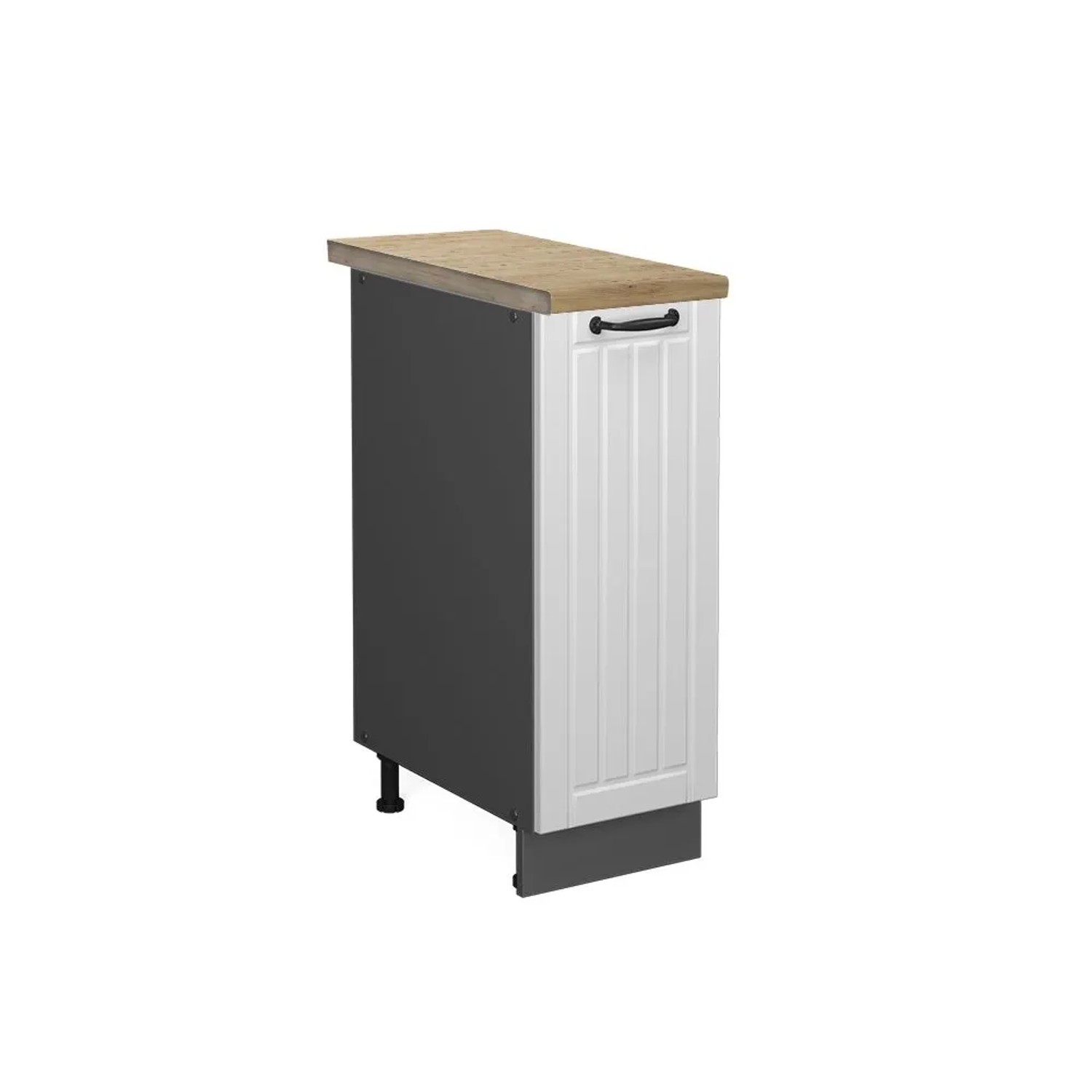 Vicco Apothekerschrank Fame-Line Weiß Landhaus Anthrazit 30 cm AP Eiche