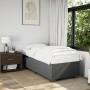Dunkelgraues vidaXL Boxspringbett 90x190 cm mit Matratze im Schlafzimmer.