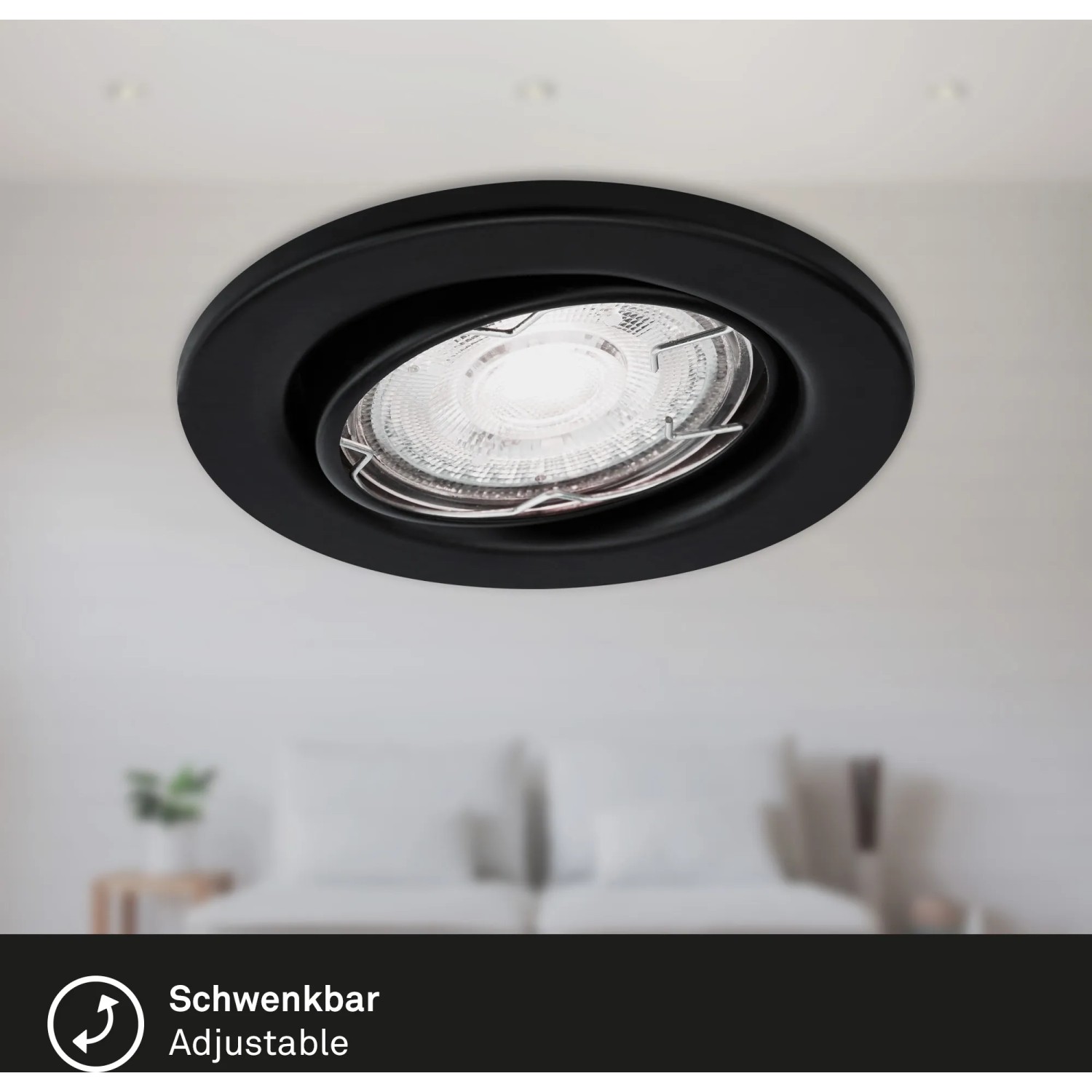 Brilo LED-Einbauleuchte Sten 3er-Set, matt-schwarz, schwenkbar, für den Innenbereich.