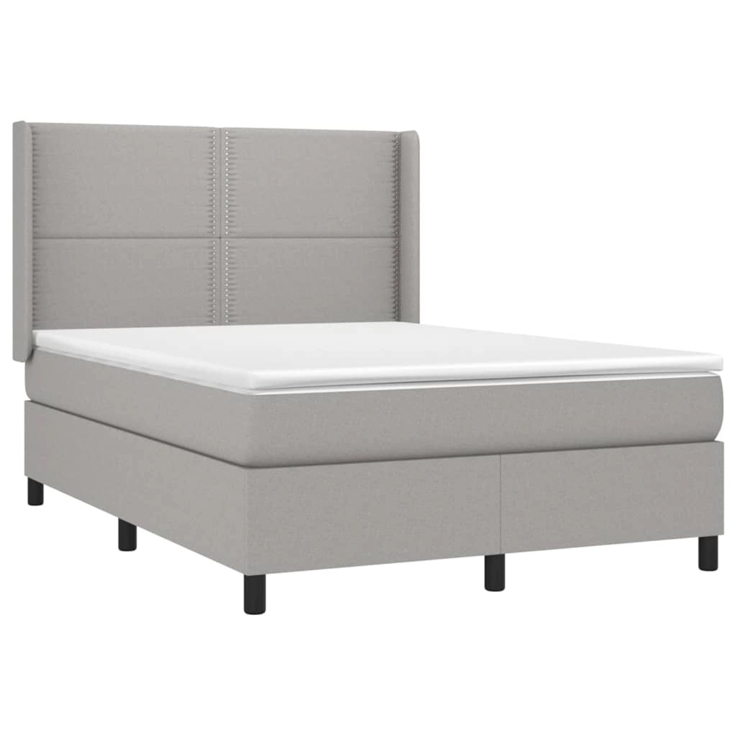 vidaXL Boxspringbett mit Matratze & LED Hellgrau 140x190 cm Stoff 3138229 günstig online kaufen