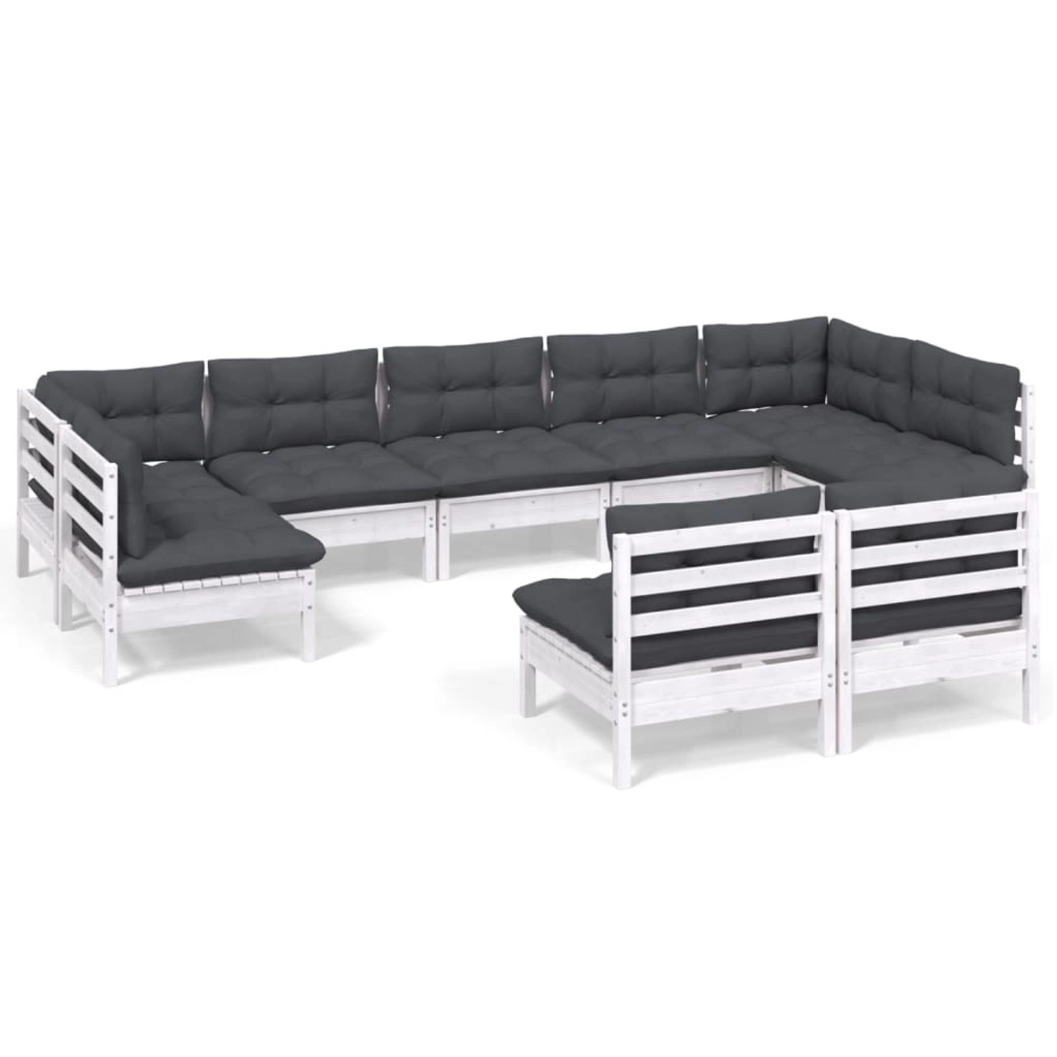 vidaXL 9-Tlg Garten-Lounge-Set mit Kissen Weiß Kiefer Massivholz 3097200 günstig online kaufen