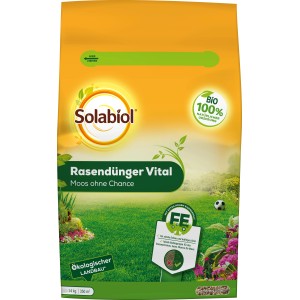 Solabiol Rasendünger Vital, 14 kg Sack. Rasendünger mit hohem Eisengehalt gegen Moos.
