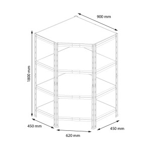 Eck-Schwerlastregal Anthrazit, 180x90x45 cm, 4 Böden. Ideal zur Raumoptimierung.