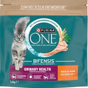 Purina One Katzenfutter Urinary Health mit Huhn, 1,4kg Beutel. Trockenfutter für gesunde Harnwege.