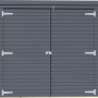 Anthrazitfarbener Bertilo Gartenschrank Box Bike mit Doppeltür und Rhombusprofil.