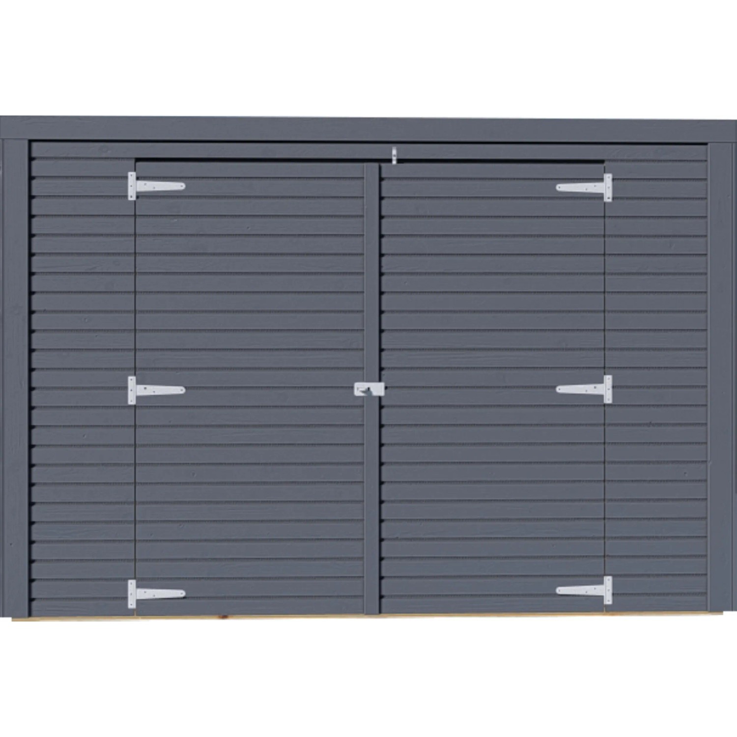 Anthrazitfarbener Bertilo Gartenschrank Box Bike mit Doppeltür und Rhombusprofil.