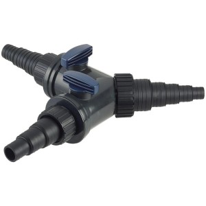 Oase Y-Verteiler 1 1/2 für Teichpumpen, mit zwei regulierbaren Ausgängen.