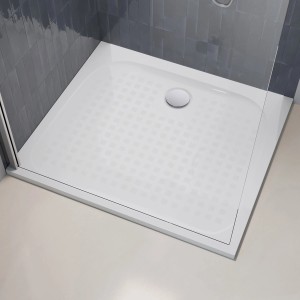 Quadratische, weiße pianura Duschwanne Emilia 80x80 cm mit Antirutsch-Oberfläche.