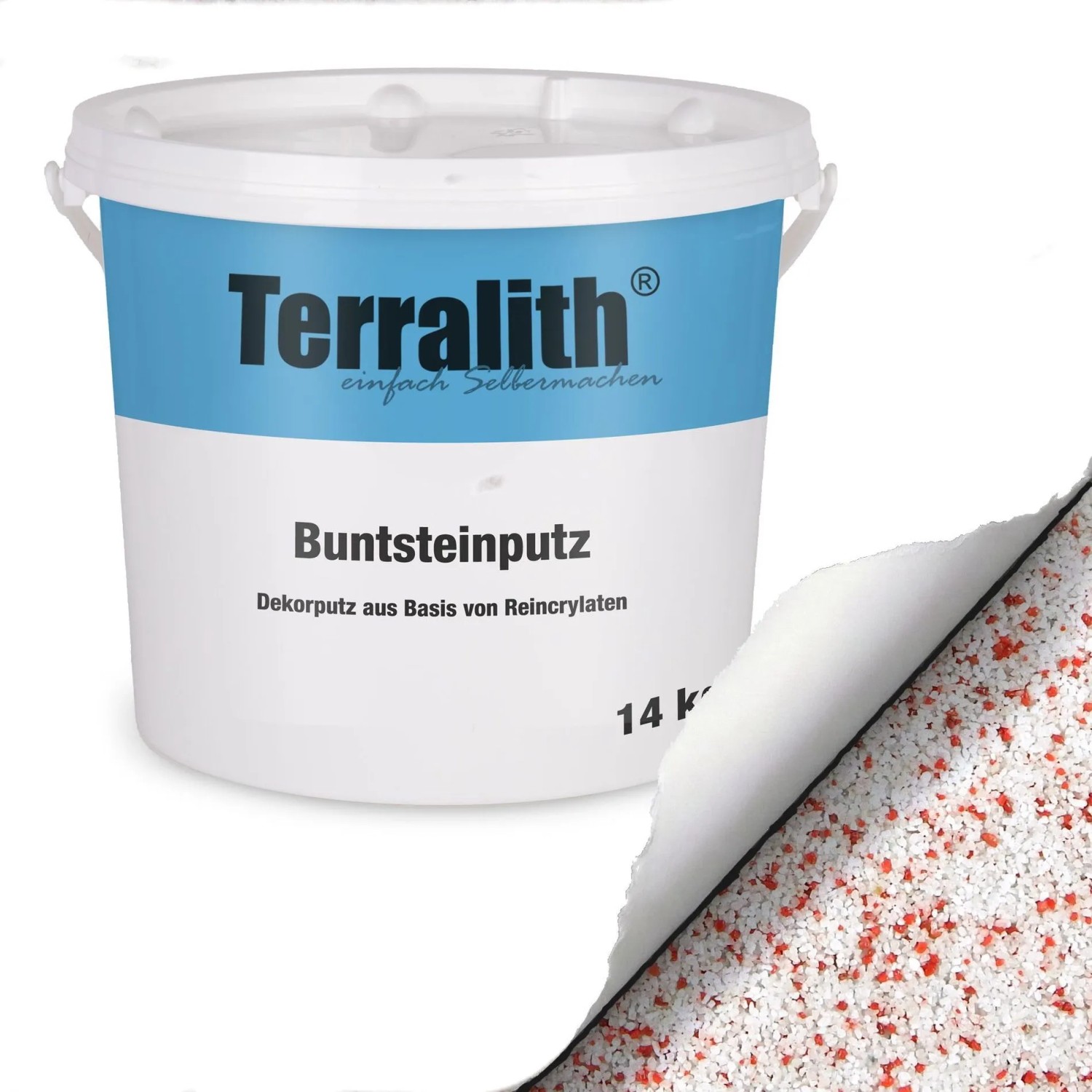 Terralith Buntsteinputz Mosaikputz 2mm 14 kg BSP94 Weiss Rot