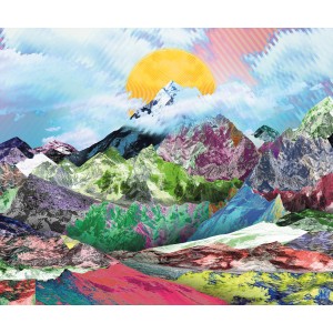 Komar Vlies Fototapete Olympic, 200x250cm, Berglandschaft mit Sonne.