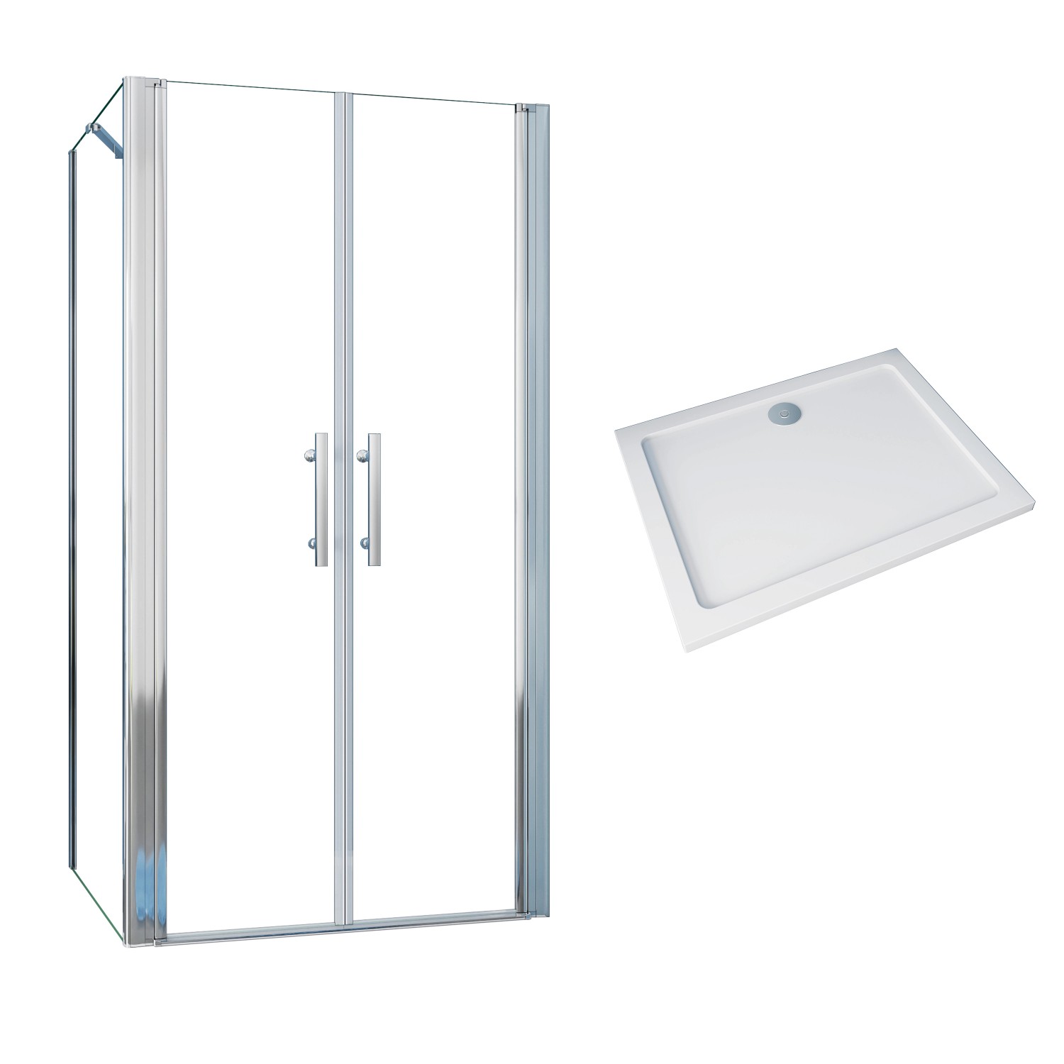 AICA Doppeltür Eckdusche 90x80x195cm Eckig-kabine Duschabtrennung Pendeltür günstig online kaufen