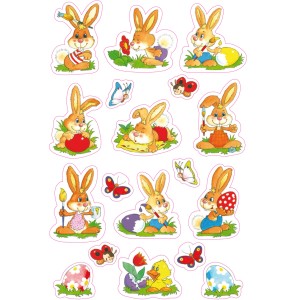 Brauns-Heitmann Sticker Häschenmaler Bunt: Bogen mit Hasen, Küken, Schmetterlingen und Ostereiern.