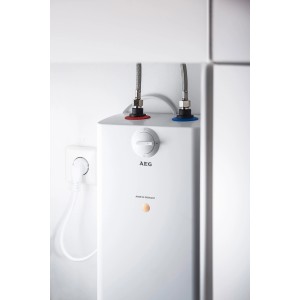AEG Kleinspeicher U5, 5 Liter Warmwasserspeicher für Untertischmontage, weiß.