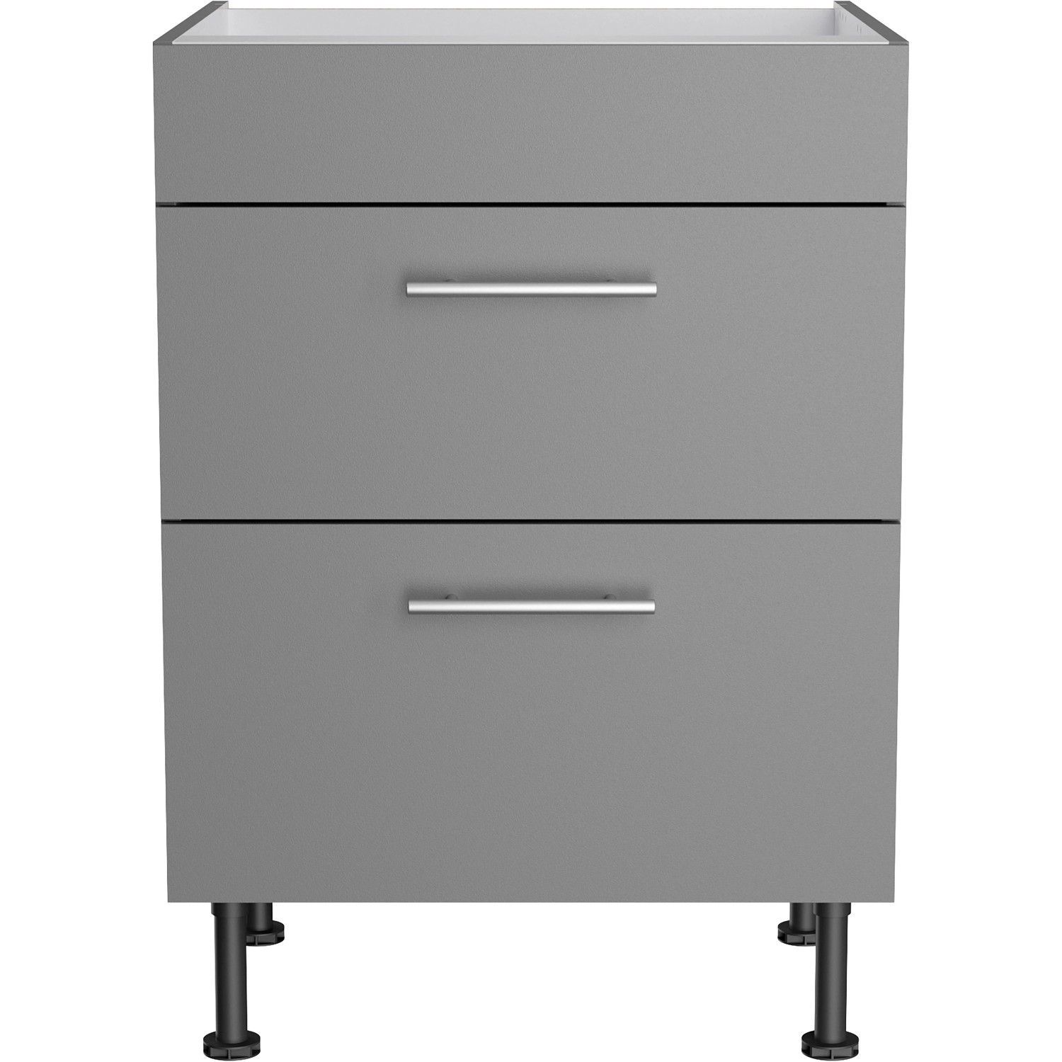 Optifit Unterschrank für Kochfeld, Basaltgrau, 60x87x58,4 cm, mit 2 Auszügen und Edelstahlgriffen.