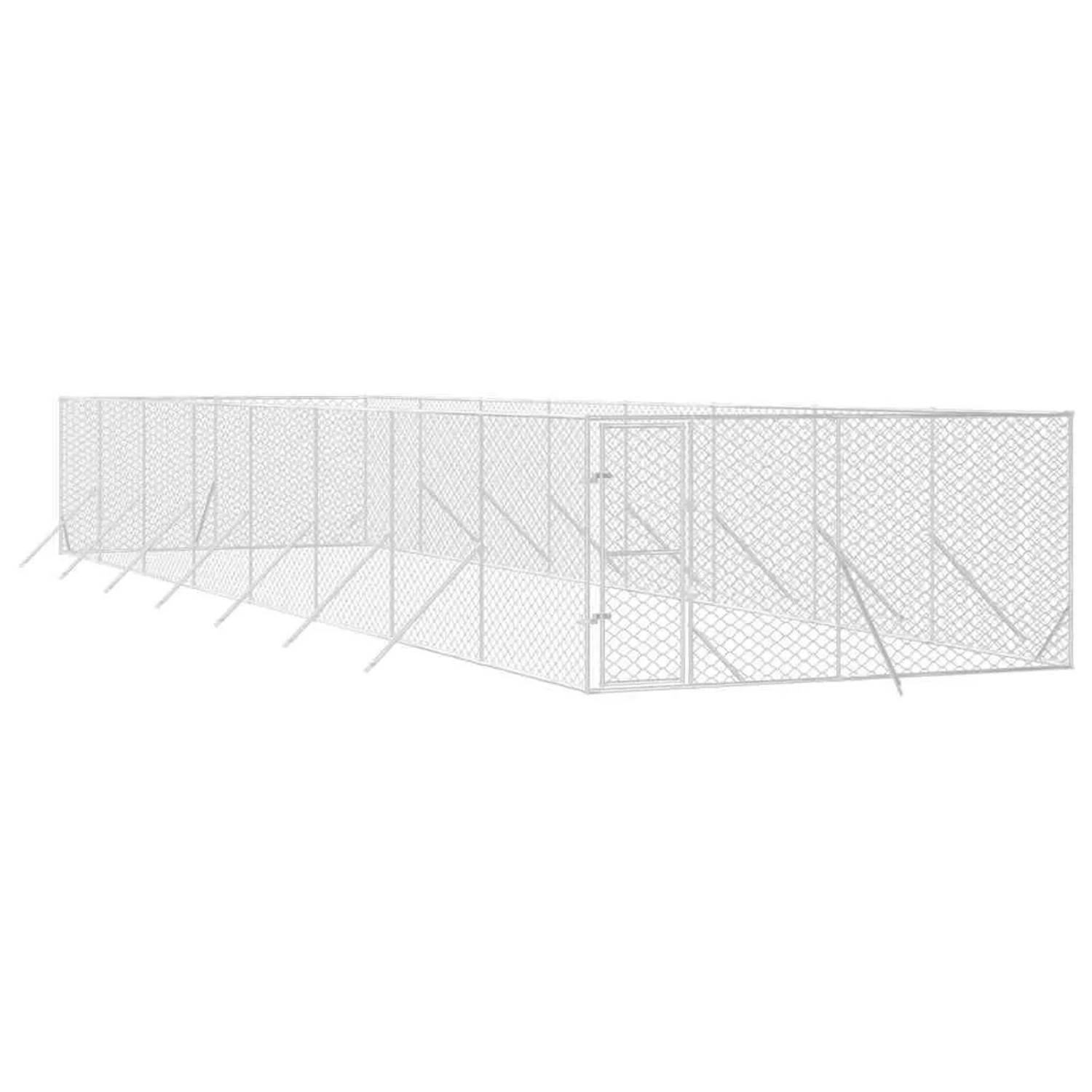vidaXL Outdoor-Hundezwinger Silbern 4x16x2 m Verzinkter Stahl 3190458