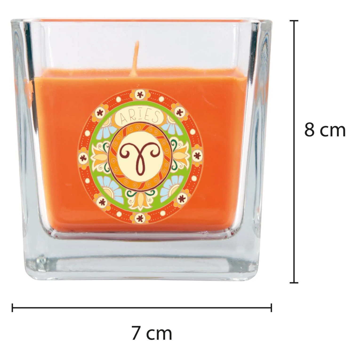 HS Candle Duftkerze Sternzeichen Widder Honigmelone im Glas, orange.