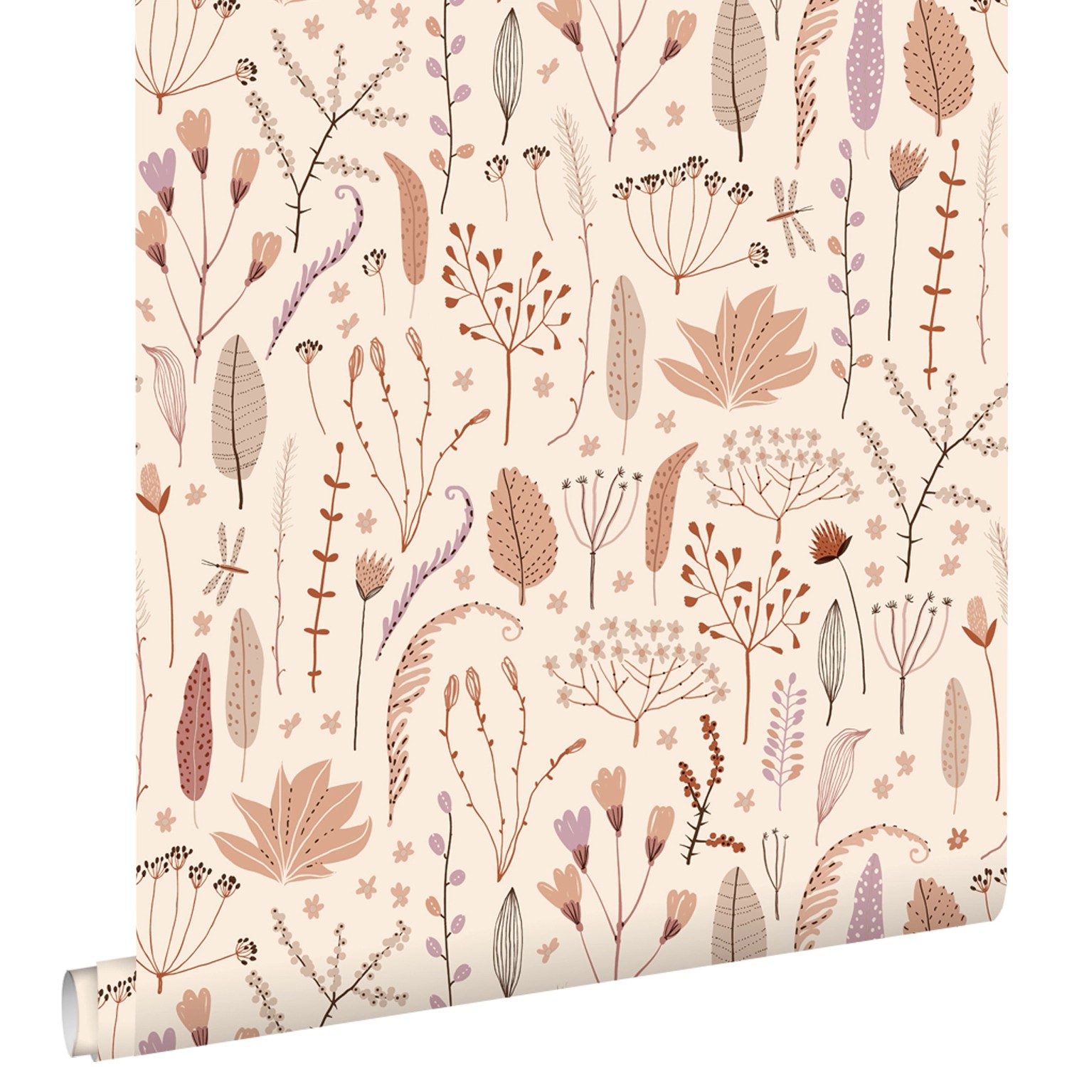 ESTAhome Tapete Feldblumen Beige Terrakotta und Lila 50 x 900 cm günstig online kaufen