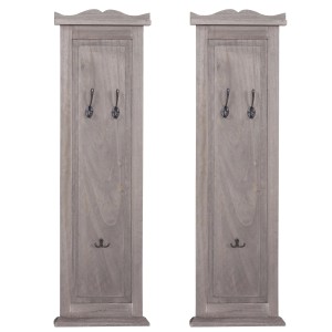 MCW Wandgarderobe H33 2er-Set, grau-braun im Shabby-Look mit Kleiderhaken.
