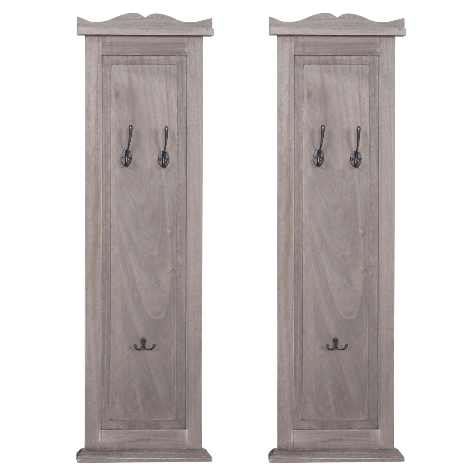 MCW Wandgarderobe H33 2er-Set Grau-Braun Shabby