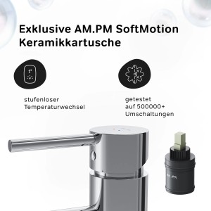 AM.PM Spike Waschtischarmatur Chrom mit Kartusche, Nahaufnahme.