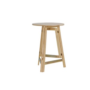 Fun Star Stehtisch aus Kiefernholz, beige, klappbar mit Trittschutz aus Metall.