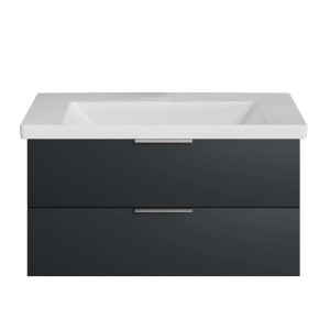 Steinkamp Waschtischunterschrank Living 2.0, schwarz matt, mit Villeroy & Boch Subway 3.0 Waschtisch.