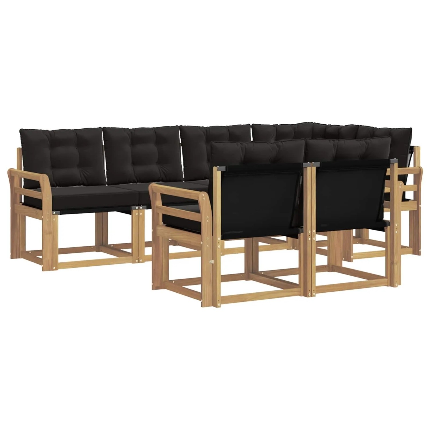 vidaXL Outdoor-Sofagarnitur mit Kissen 7-Tlg Weiß und Schwarz 3389574