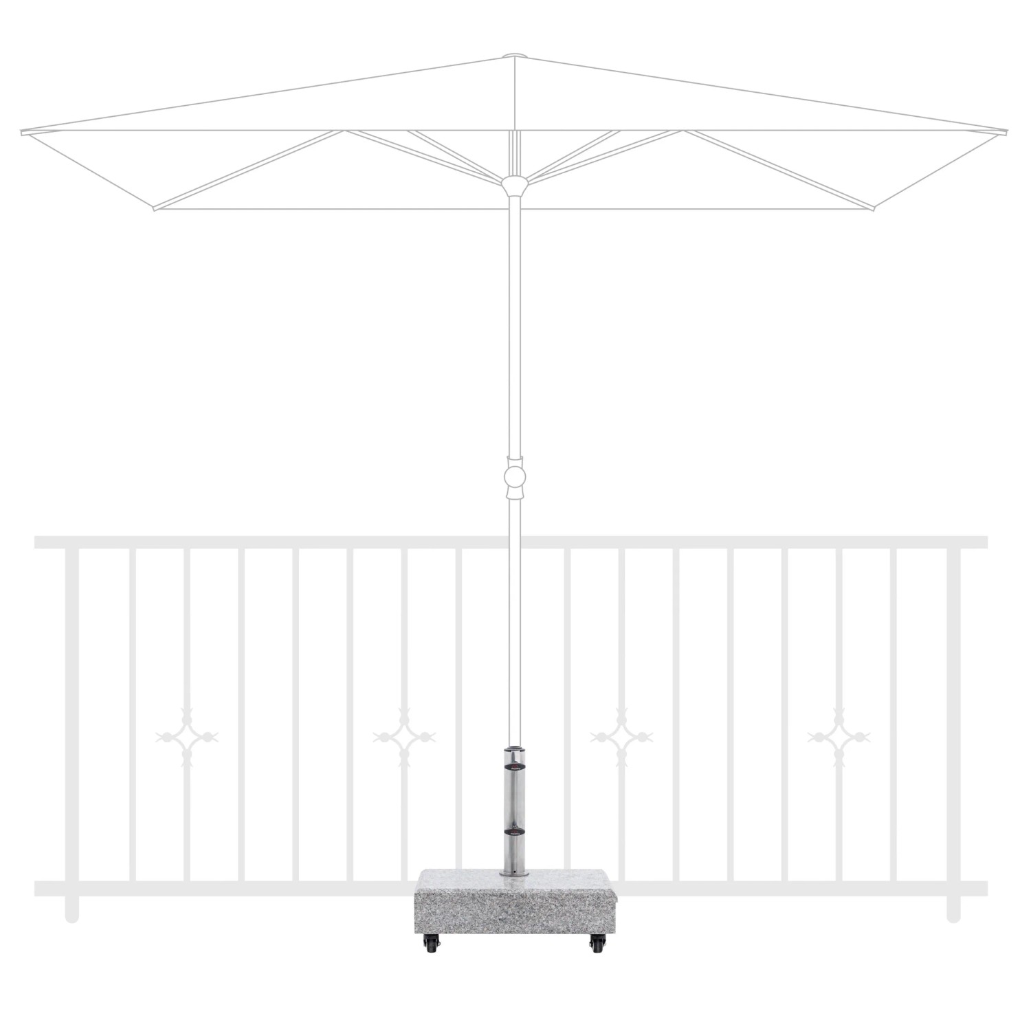 Doppler Balkon Granitsockel 25 kg mit Rollen für Sonnenschirme bis 200cm.