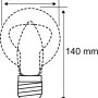 Technische Zeichnung Paulmann E27 LED Leuchtmittel ST64, Maße: Ø 64 mm, Höhe 140 mm.