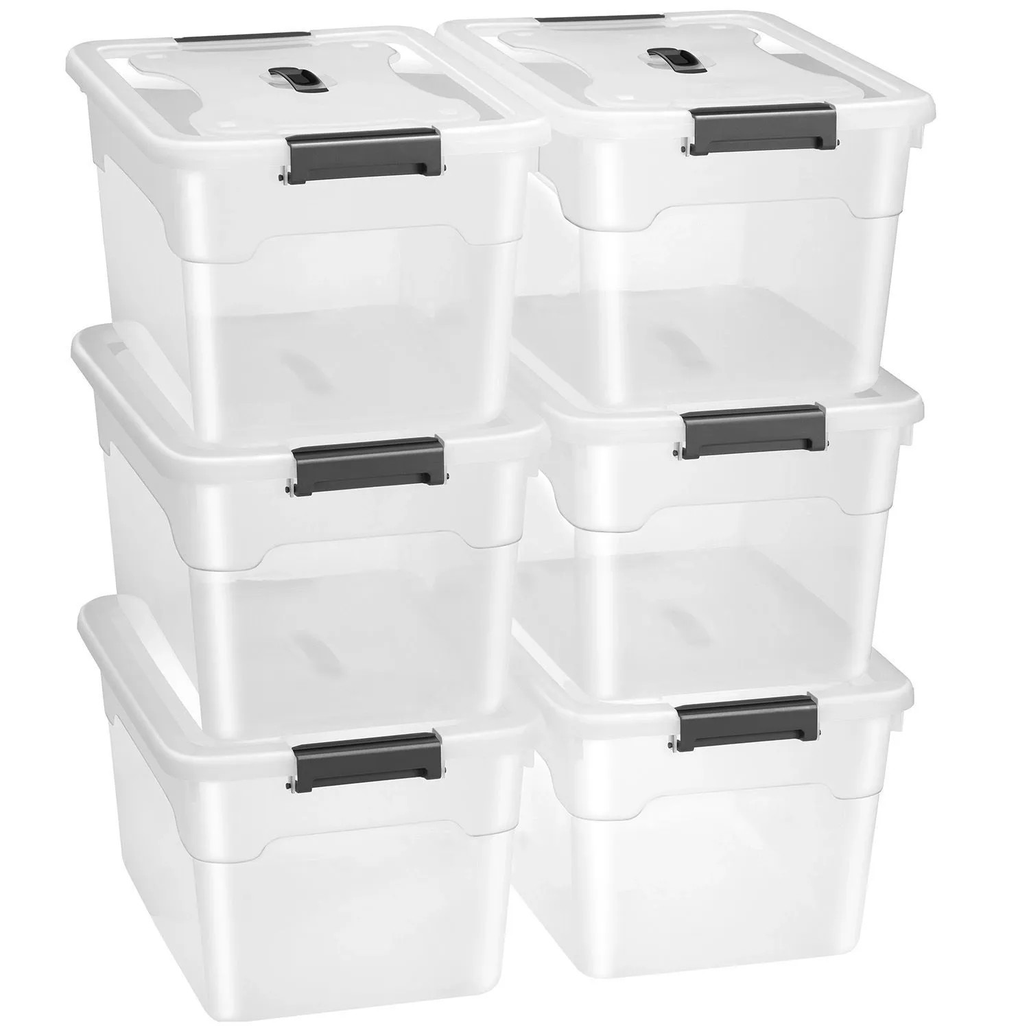 Juskys Aufbewahrungsbox mit Deckel 30L 6er Set