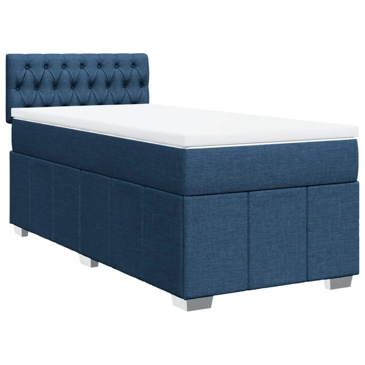 vidaXL Boxspringbett mit Matratze Blau 100x200 cm Stoff 3289292