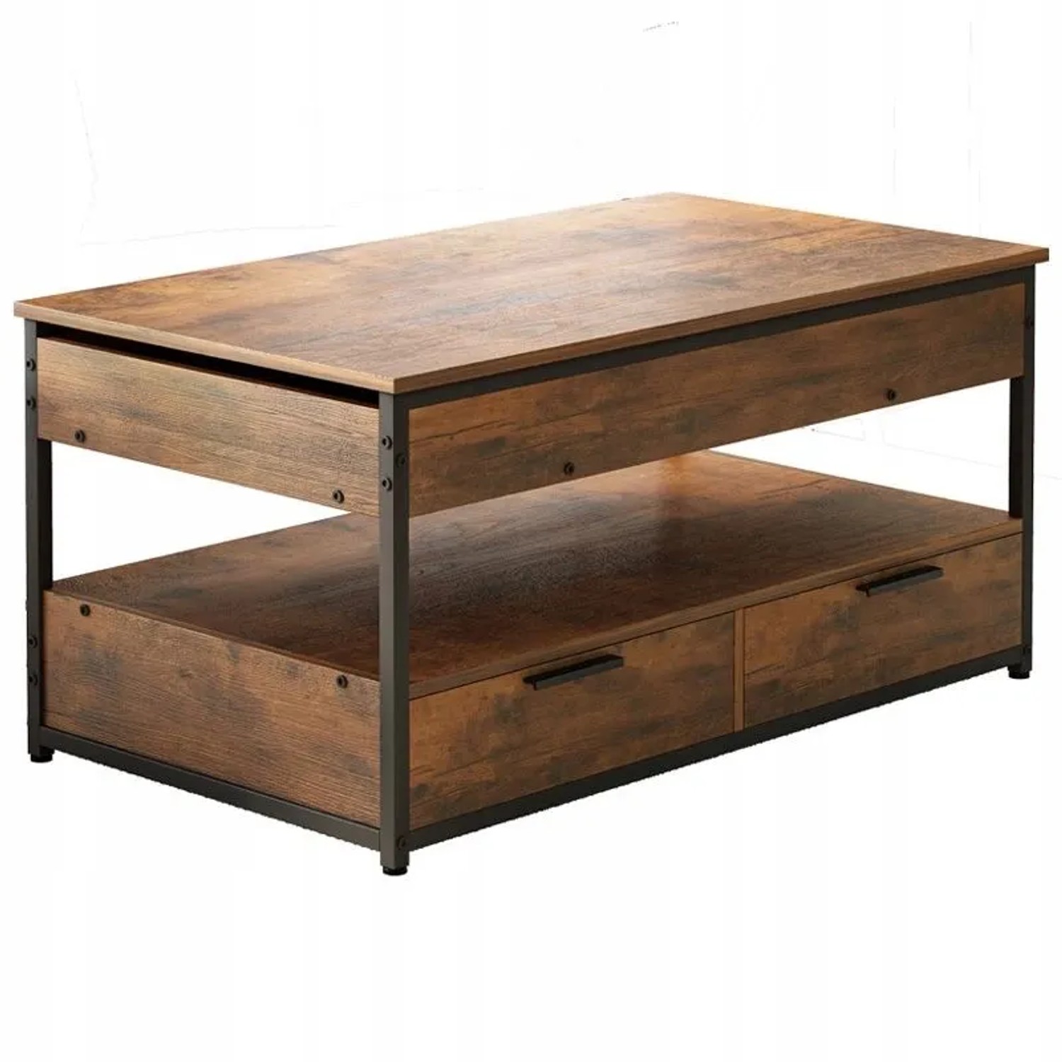 Rebiko Holz Couchtisch Loft Ausziehbar Schubladen Wohnzimmertisch 100 Cm