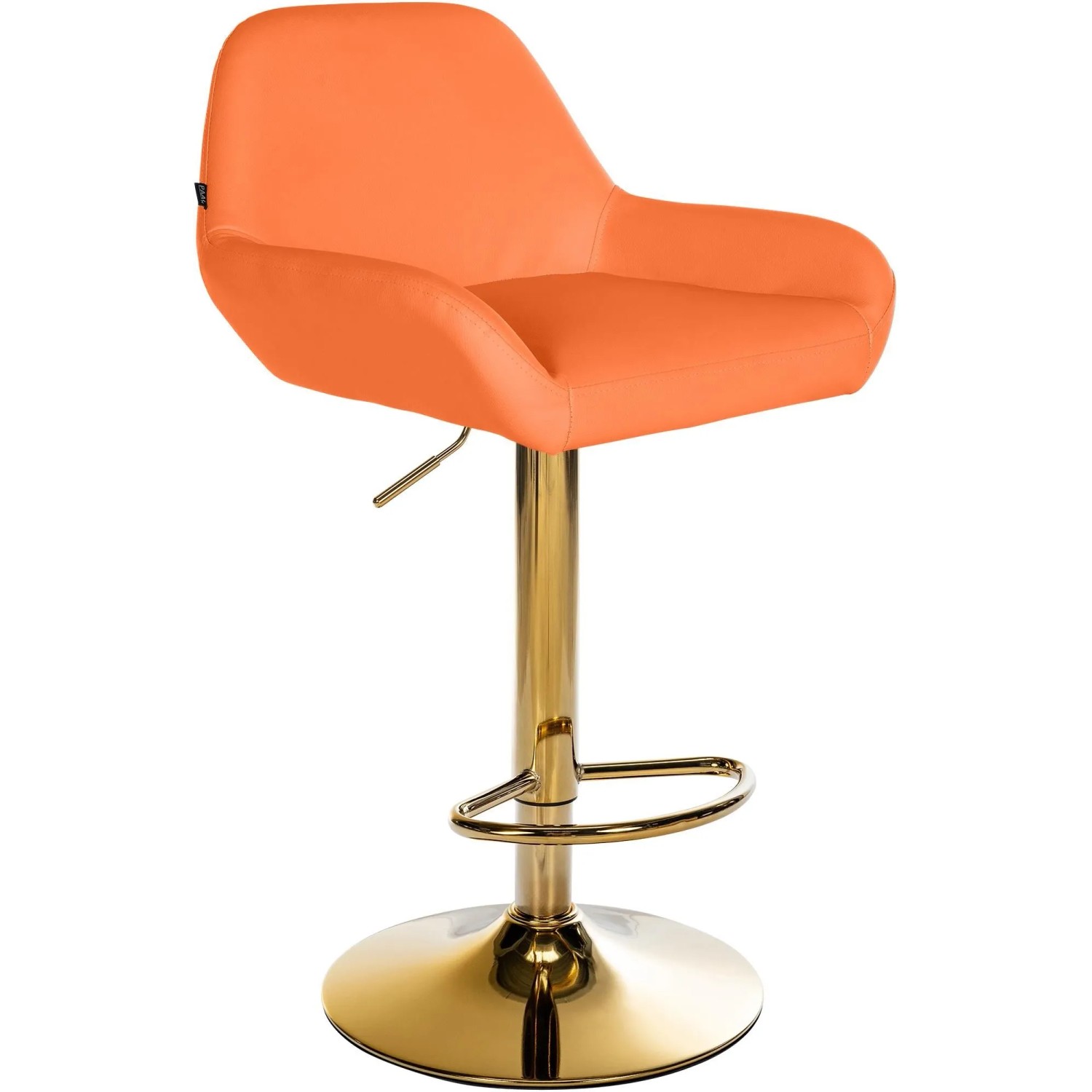 DELUKE Barhocker BIKEL Kunstleder Orange 51x52x89cm Gold Barstuhl Höhenverstellbar Mit Lehne Drehbar Tresenhocker Tresen...