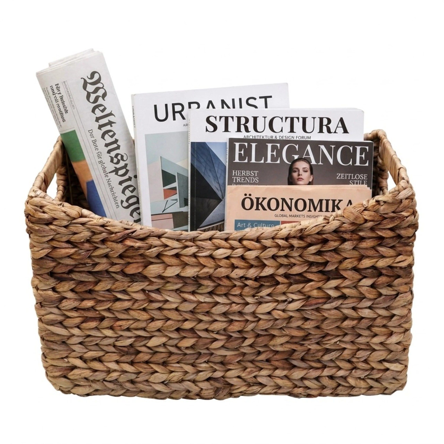Relaxdays Zeitungsständer Wasserhyazinthe Natur Geflochten 25 cm x 43 cm x 17 cm