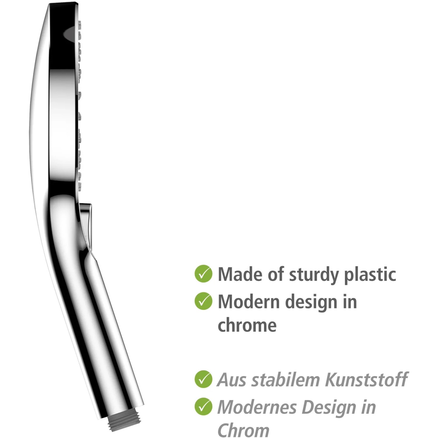 Wenko Duschkopf Ultimate Shower, Chrom/Weiß, Ø 13 cm, Handbrause aus Kunststoff.