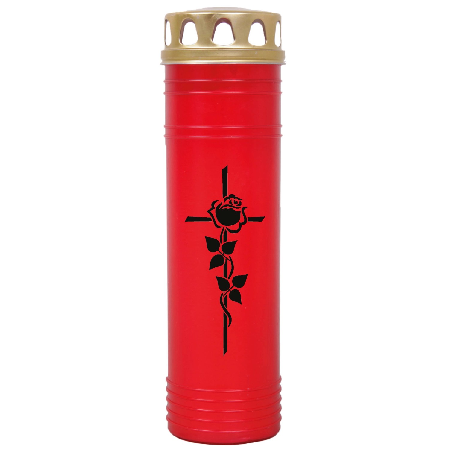 HS Candle Grabkerze Rot 170h Deckel Gold Rose Kreuz günstig online kaufen