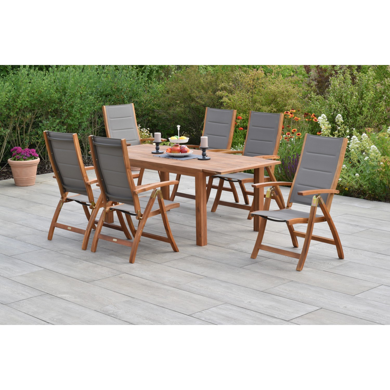 Merxx Acapulco Set 7-tlg. mit Gartentisch Ausziehbar 150/200 x 90 cm günstig online kaufen