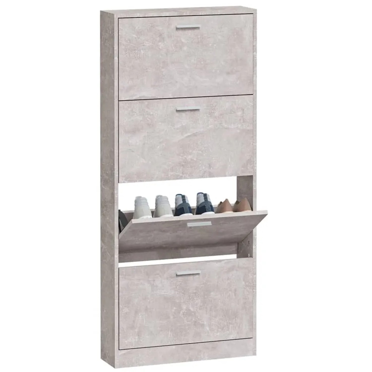 vidaXL Schuhschrank Betongrau 59x17x150 cm Holzwerkstoff 342521_4