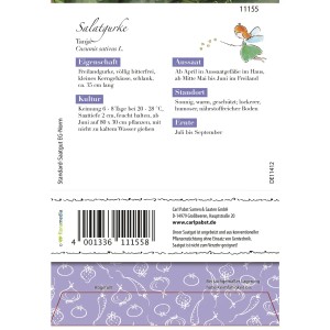 Saatgutpackung Grüne Fee Salat- und Schälgurke Tanja. Samen für ca. 15 Pflanzen.