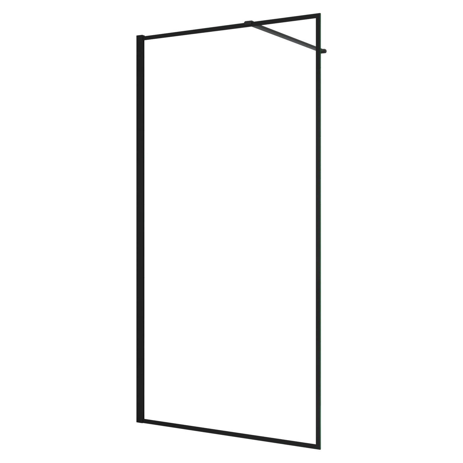 AICA 90x200cm Walk In Schwarz Aluminiumrahmen Duschwand mit Stabilisator Duschabtrennung 8mm NANO Glass F129B