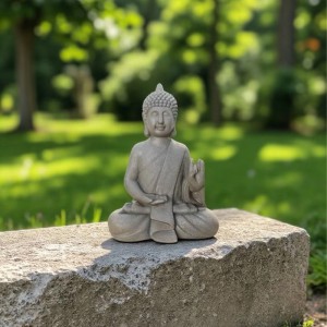 Relaxdays Buddha Figur Polyresin Anthrazit Wetterfest 52 cm x 35 cm x 21 cm