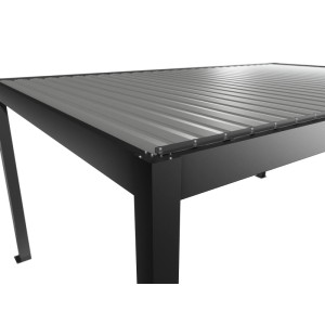 Biohort Pergola 5,5x3,5m in Dunkelgrau-Silber, Detailansicht der Lamellen und Rahmen.
