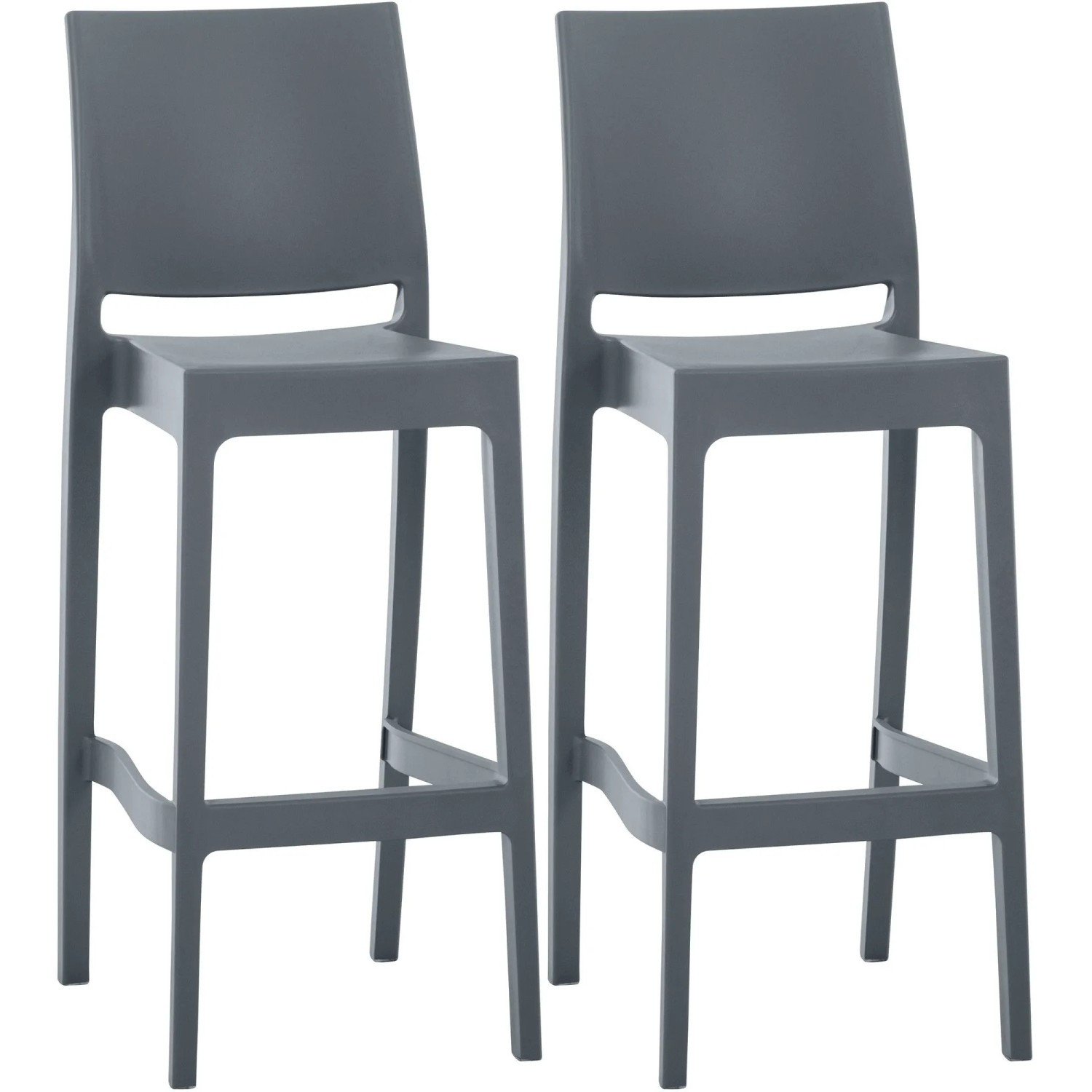 CLP 2er Set Barhocker Maya Kunststoff Dunkelgrau